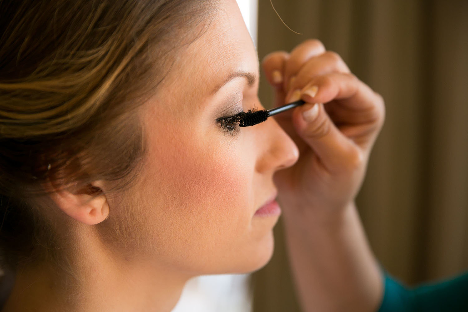 Mascara makeup detail photo of bride