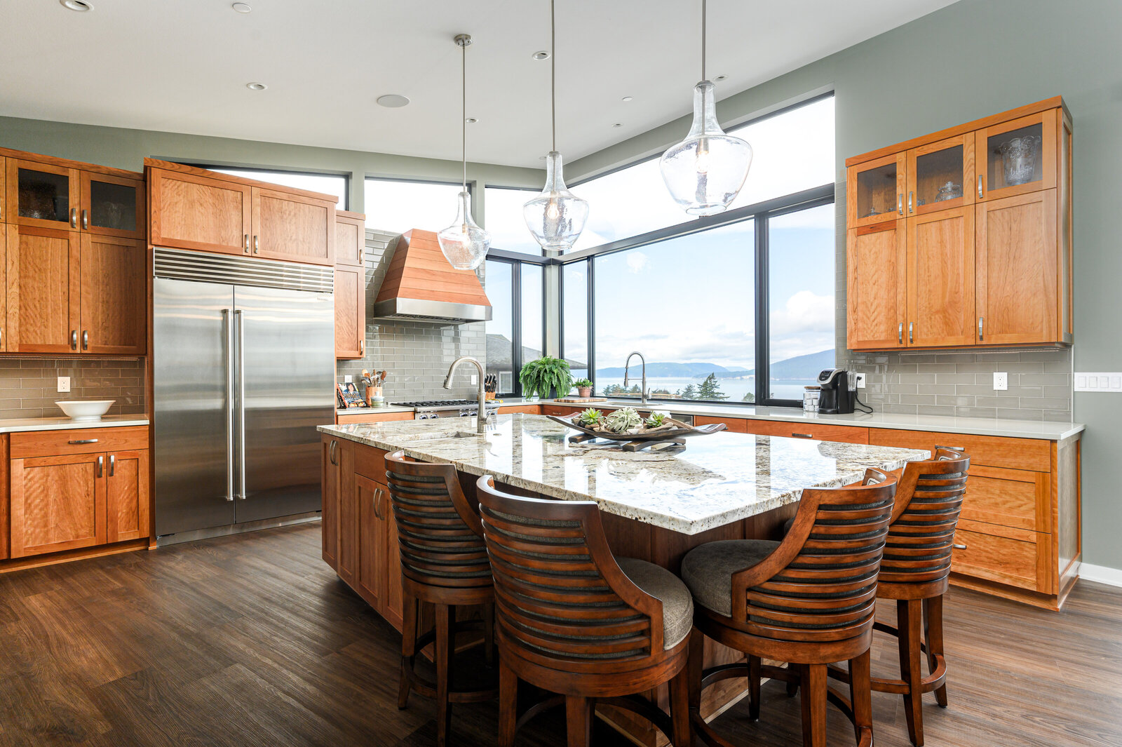 kitchen with ocean view
