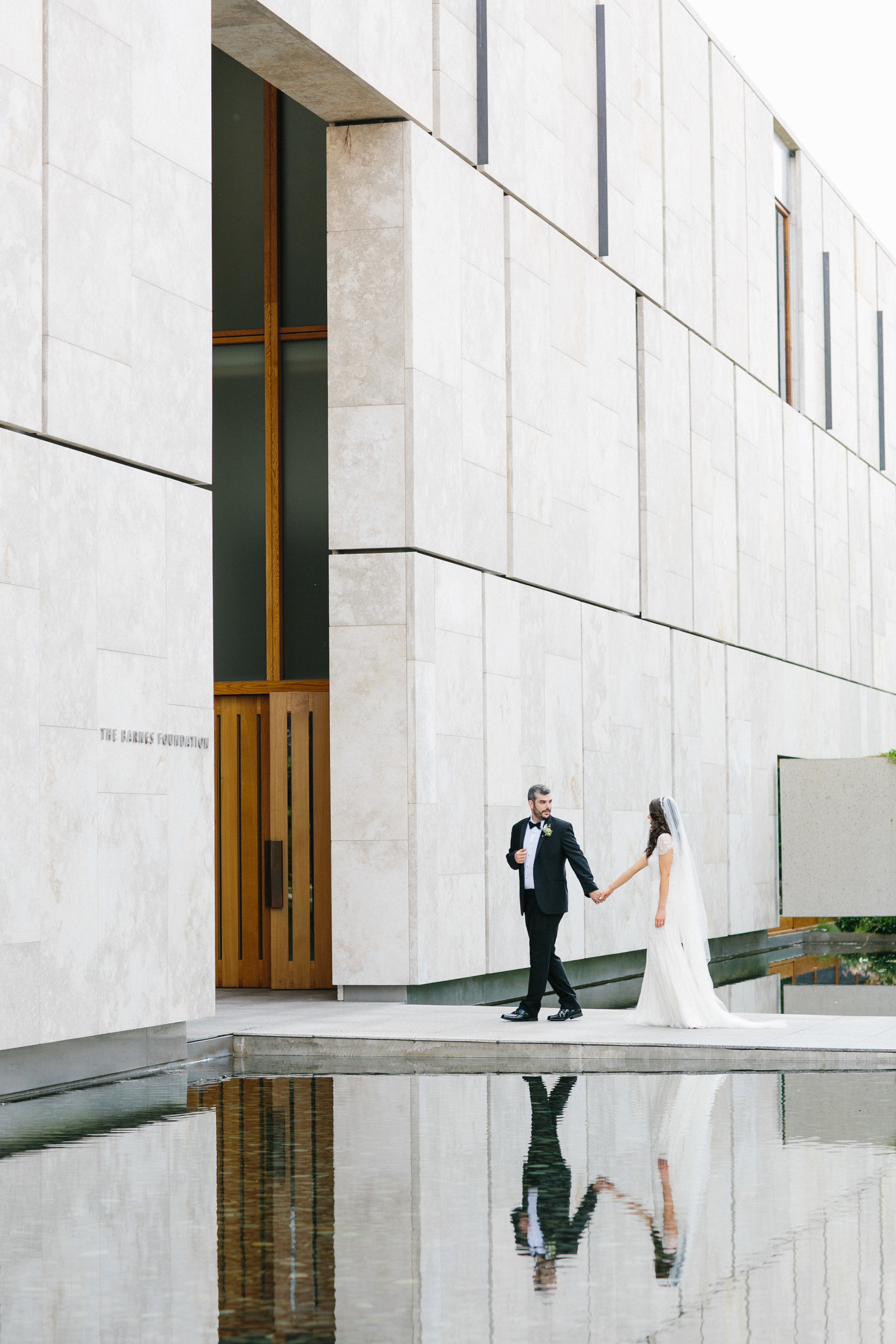 Bride and groom portraits at the Barnes Foundation after the wedding ceremony!