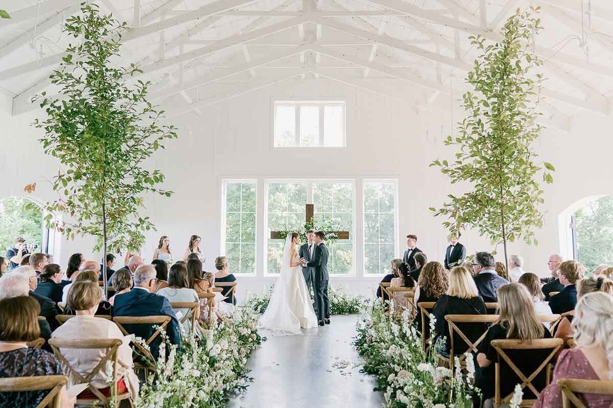 Beautiful all white wedding ceremony, Columbus Ohio wedding venue