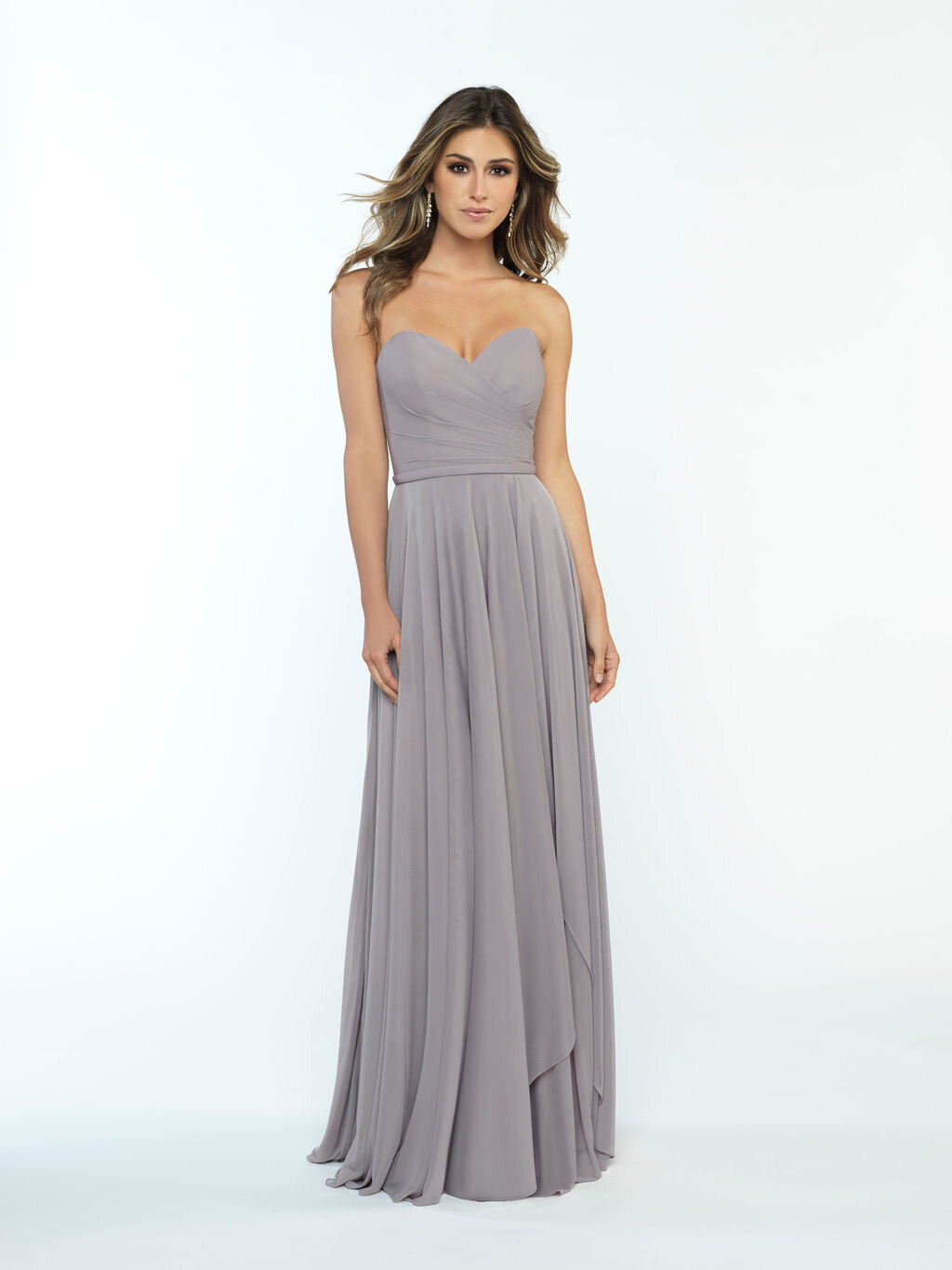 allure chiffon bridesmaid dresses Ladivine CD243 Size 12, 22 Petal Blush Long Sleeve Chiffon A Line Formal Dress V Neck Bridesmaid Dress Bridesmaid 22 / Petal Blush
