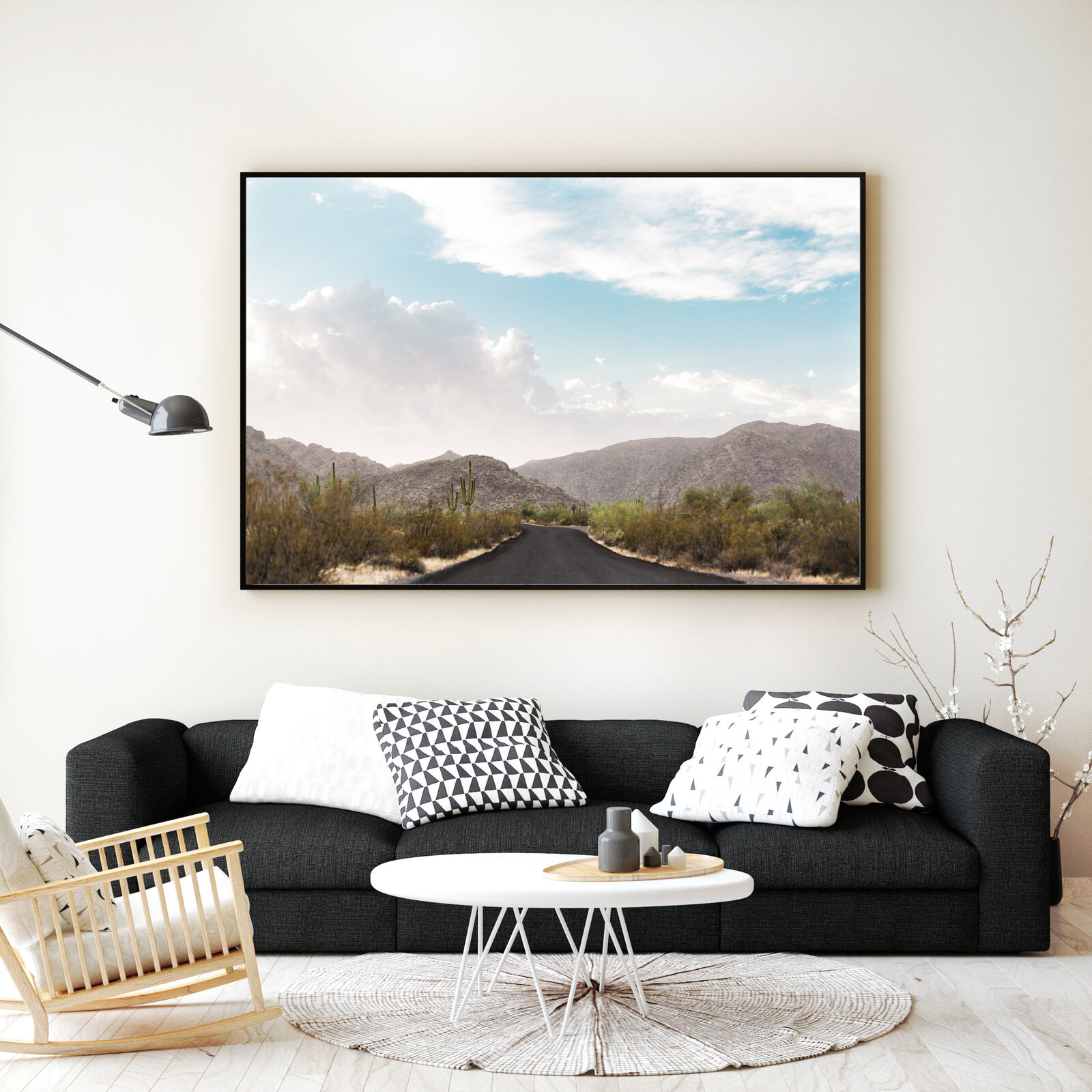 Arizona desert mountain print in living room