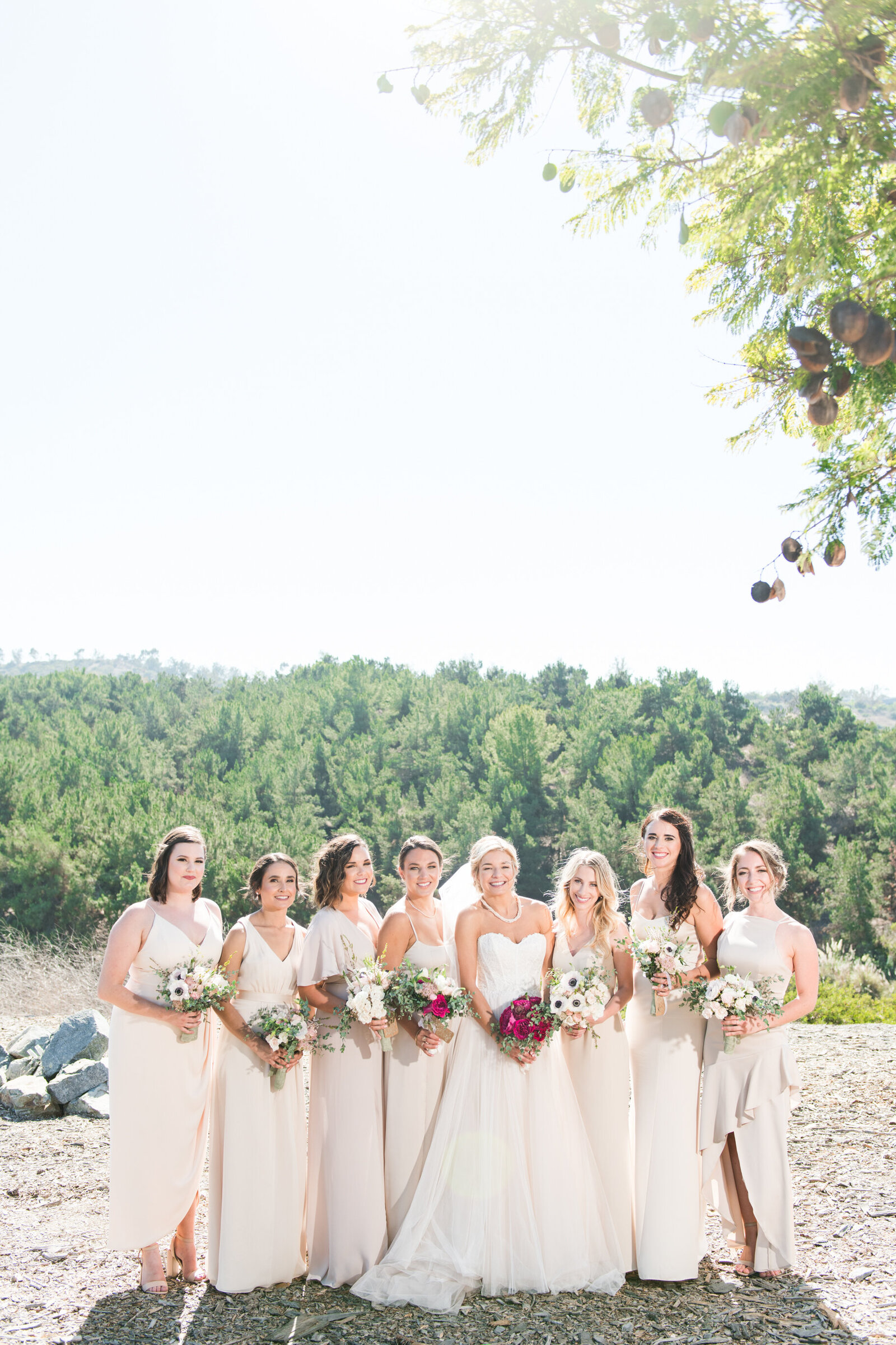 bridesmaids outdoors