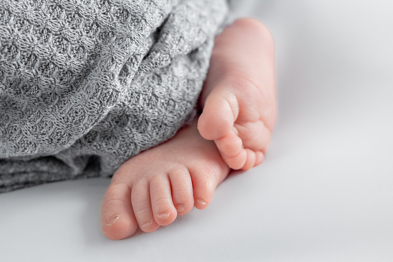 A closeup of a baby's tiny feet and toes during a photoshoot in Huntsville Alabama