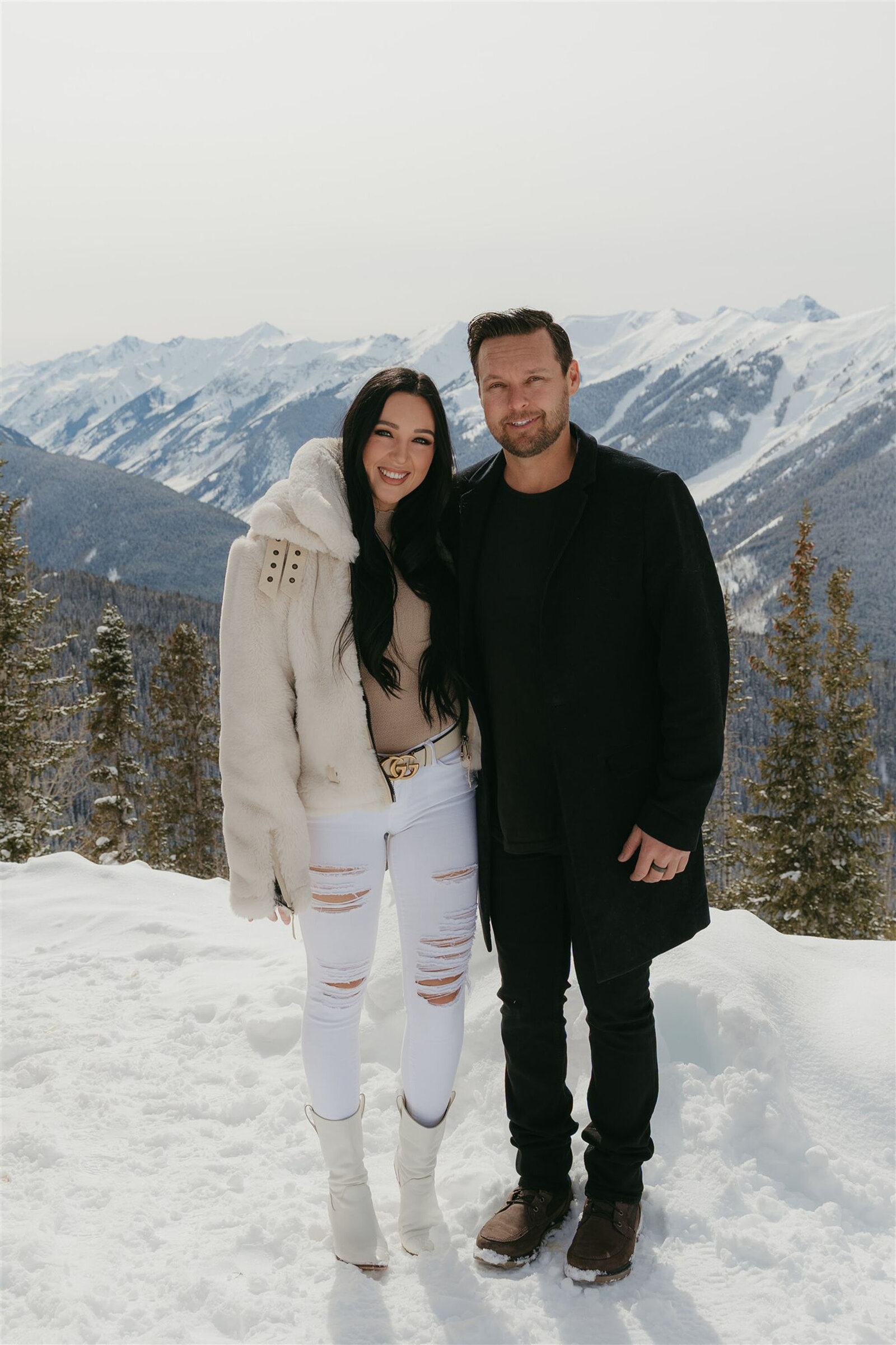 Aspen winter engagement photography on Ajax Mountain