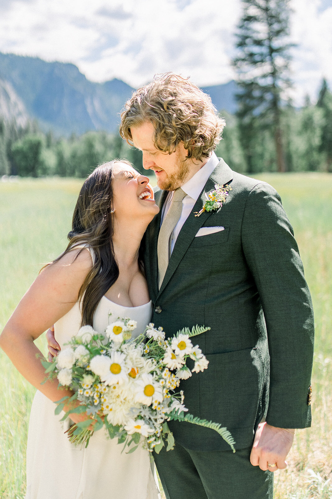 Bride and Groom’s First Look at Yosemite Wedding