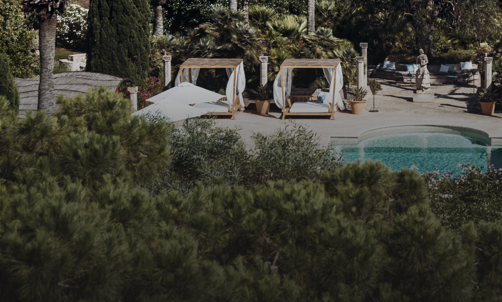 The pool and pines at Cal Reiet, Mallorca