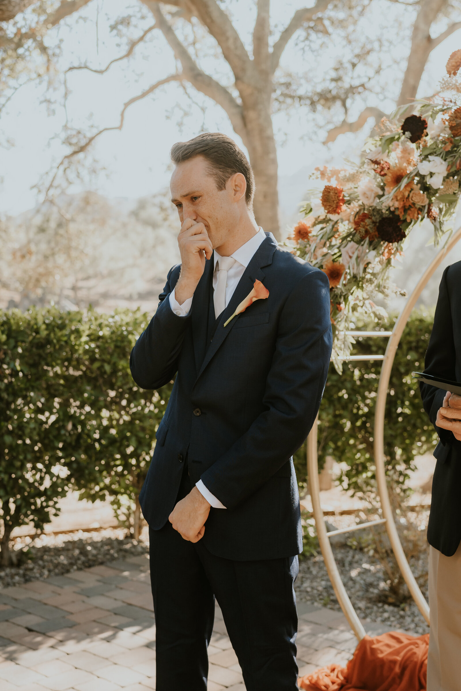 Emotional groom on wedding day Temecula, California Wedding photographer Yescphotography