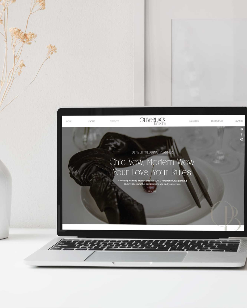 custom Showit website design for Olive Black events, a wedding planner in Colorado