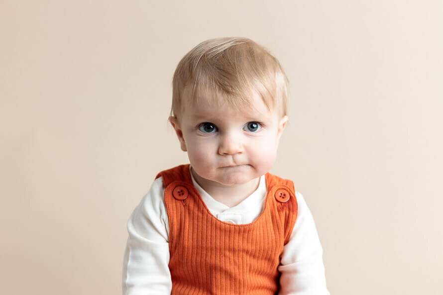 One year old poses for his photography session.