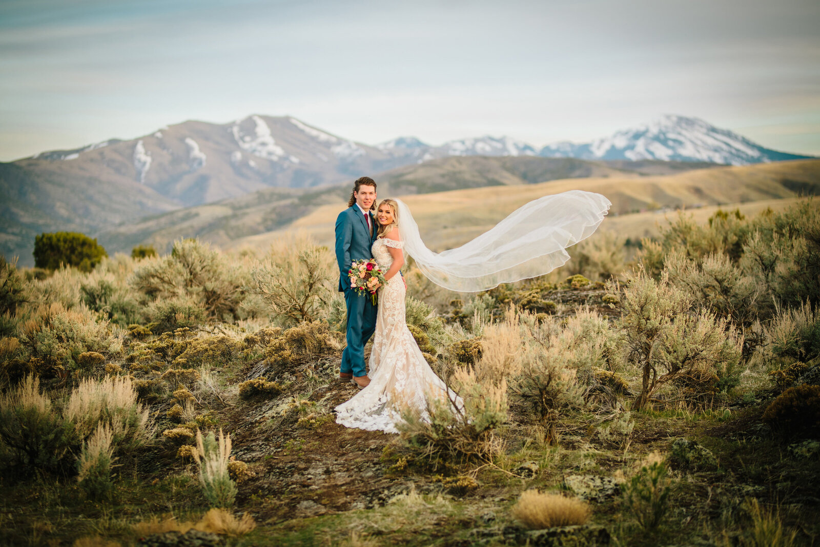 Jackson Hole photographers captures bride and groom in Grand teton National Park after outdoor elopement