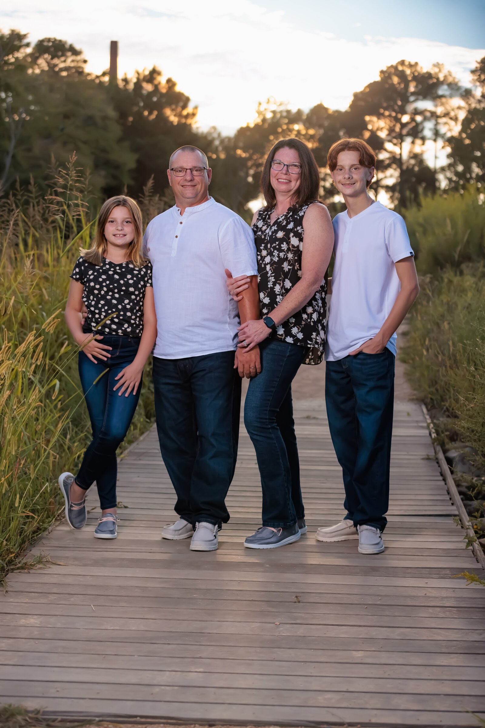 Fall family portraits at the Art Museum in Raleigh at golden hour.
