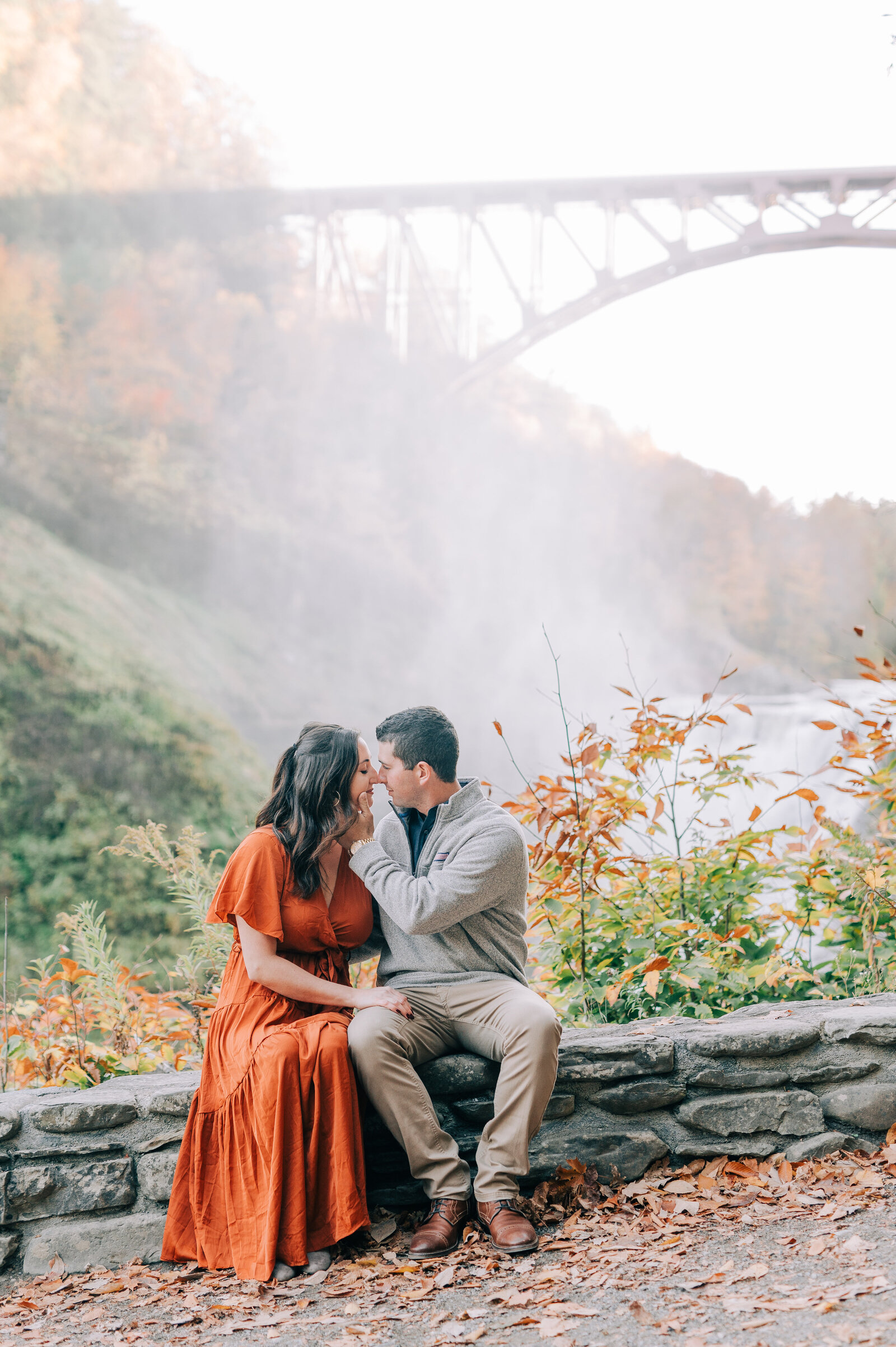 Waterfall at letchworth state park engagement session