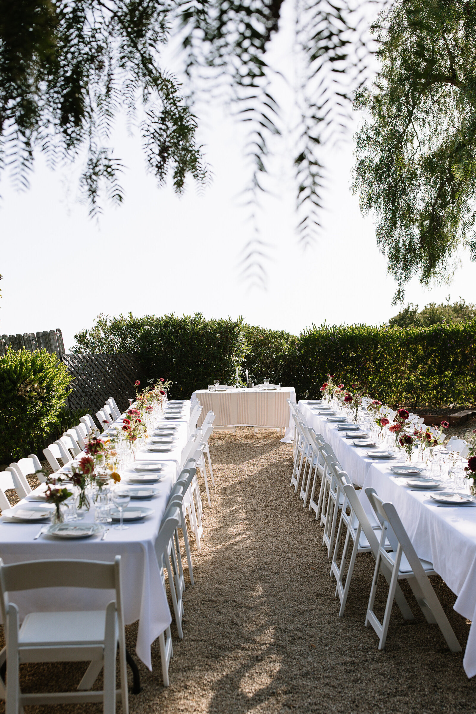Outdoor reception area by wedding photographer Northern California