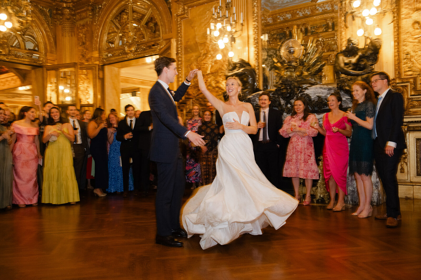 bride and groom first dance spin