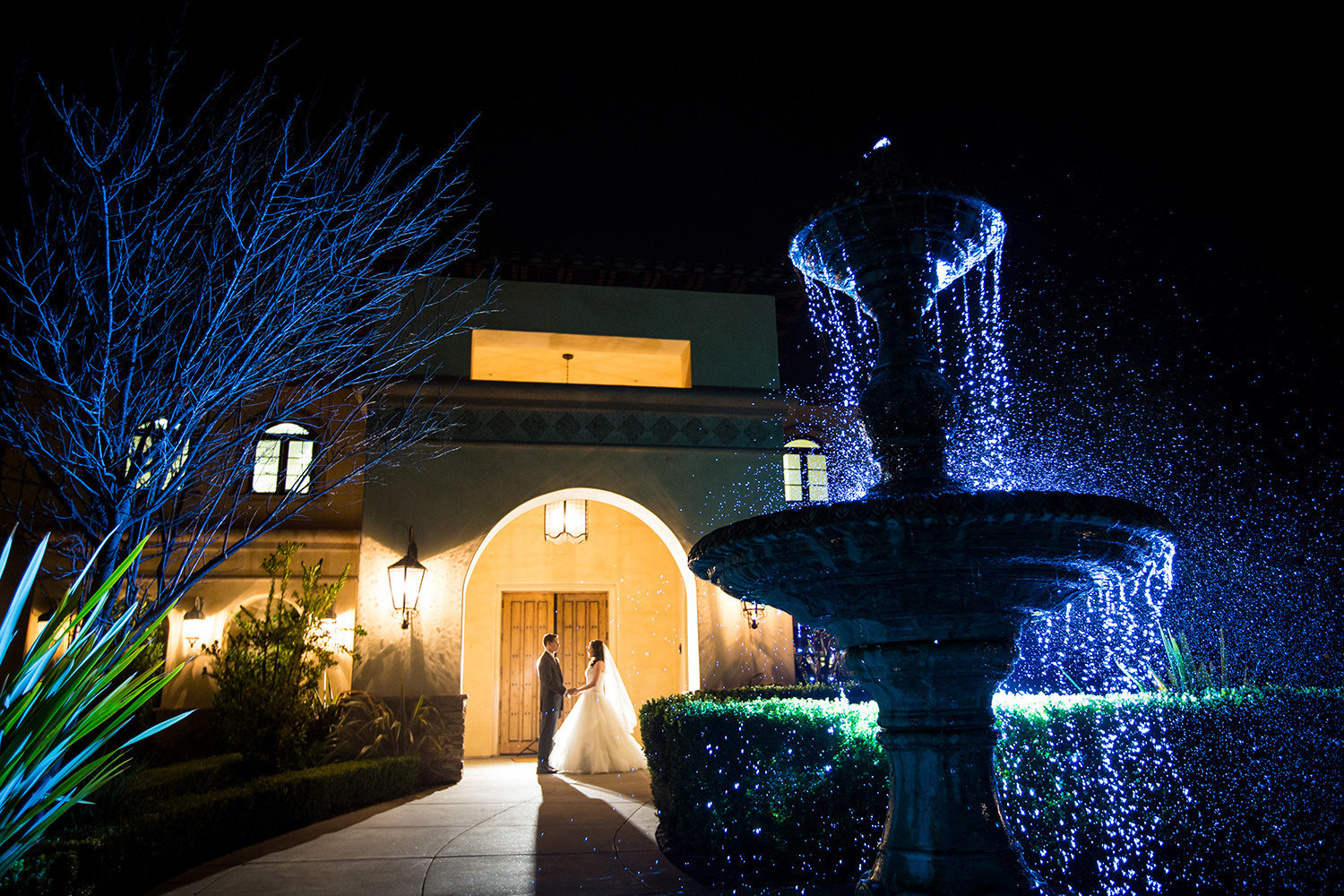 night shot with bride and groom