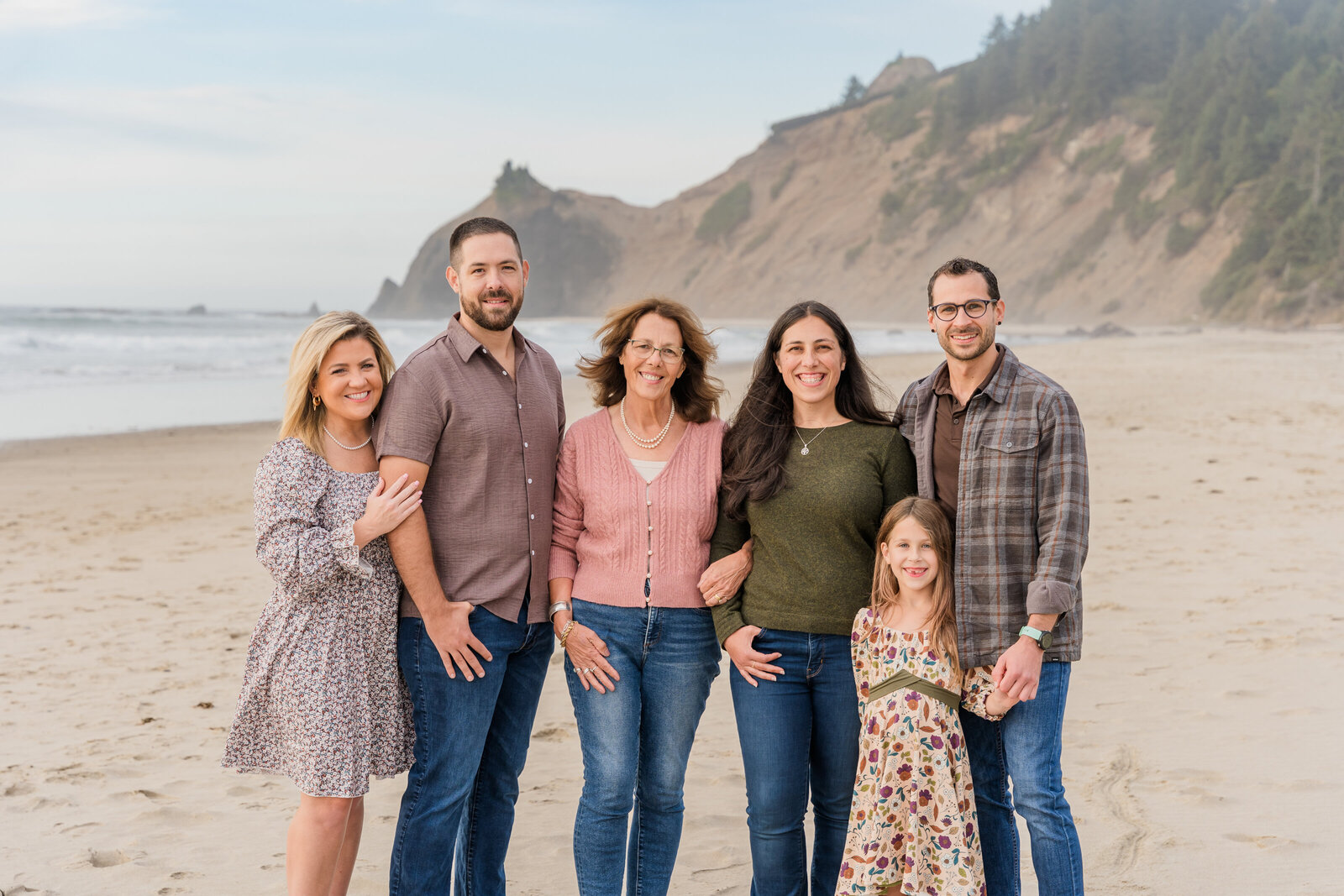 family poses at Roads End, Lincoln City 