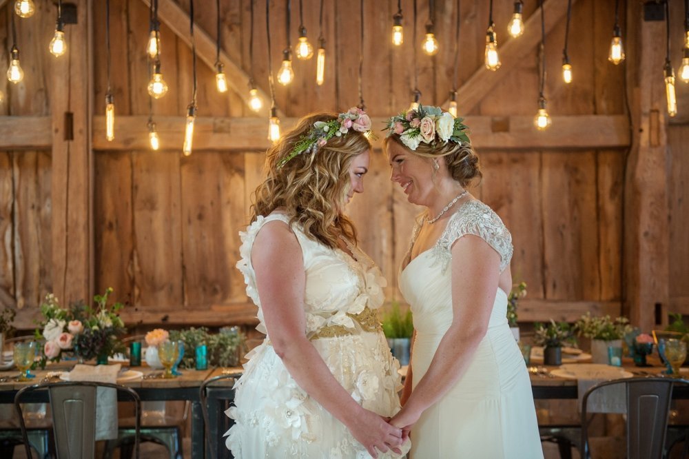 Rustic same-sex wedding at The Barn at Walnut Hill in Maine
