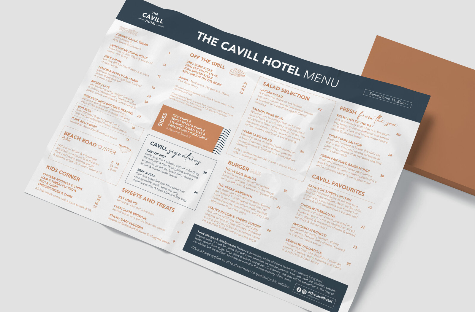the cavill hotel menu
