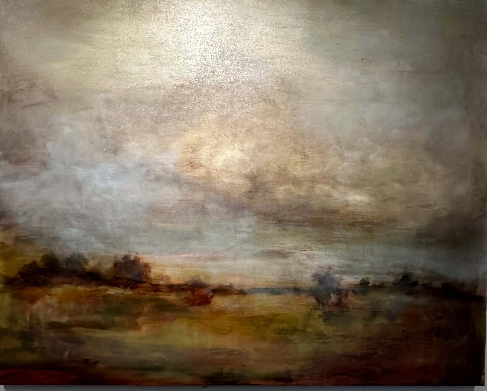 Landscape Oil painting by Jane Mishkind of clouds and fields