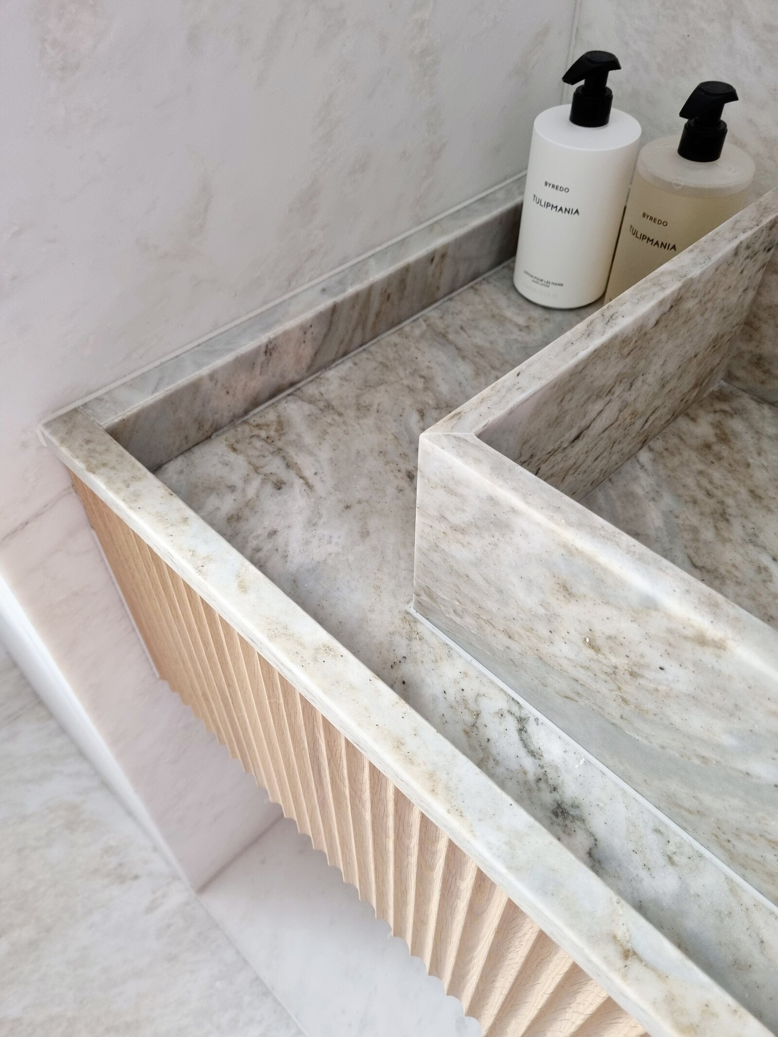 Marble and timber vanity detail