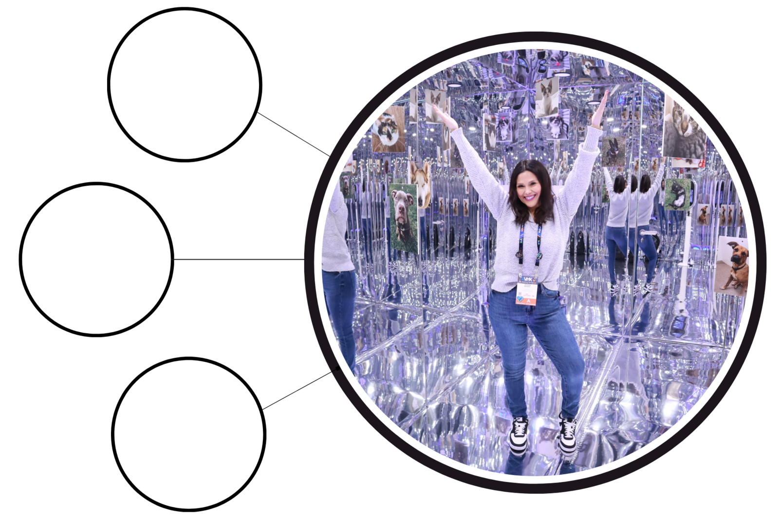 Interactive photo booth experience with custom branding at corporate event