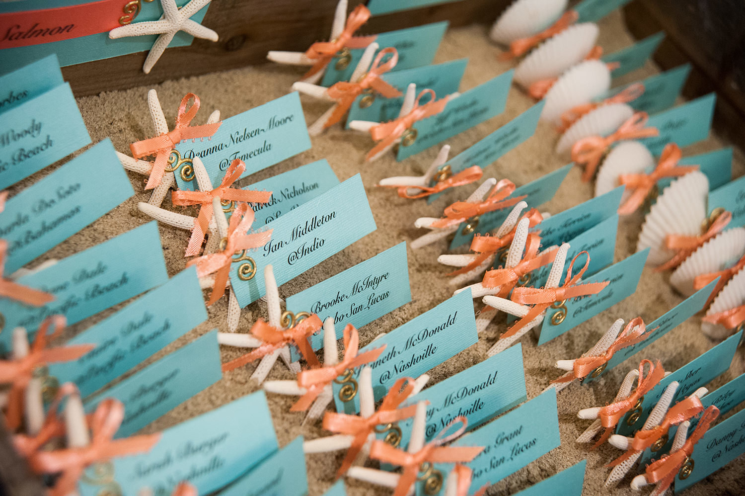 beautiful name tags with seashells