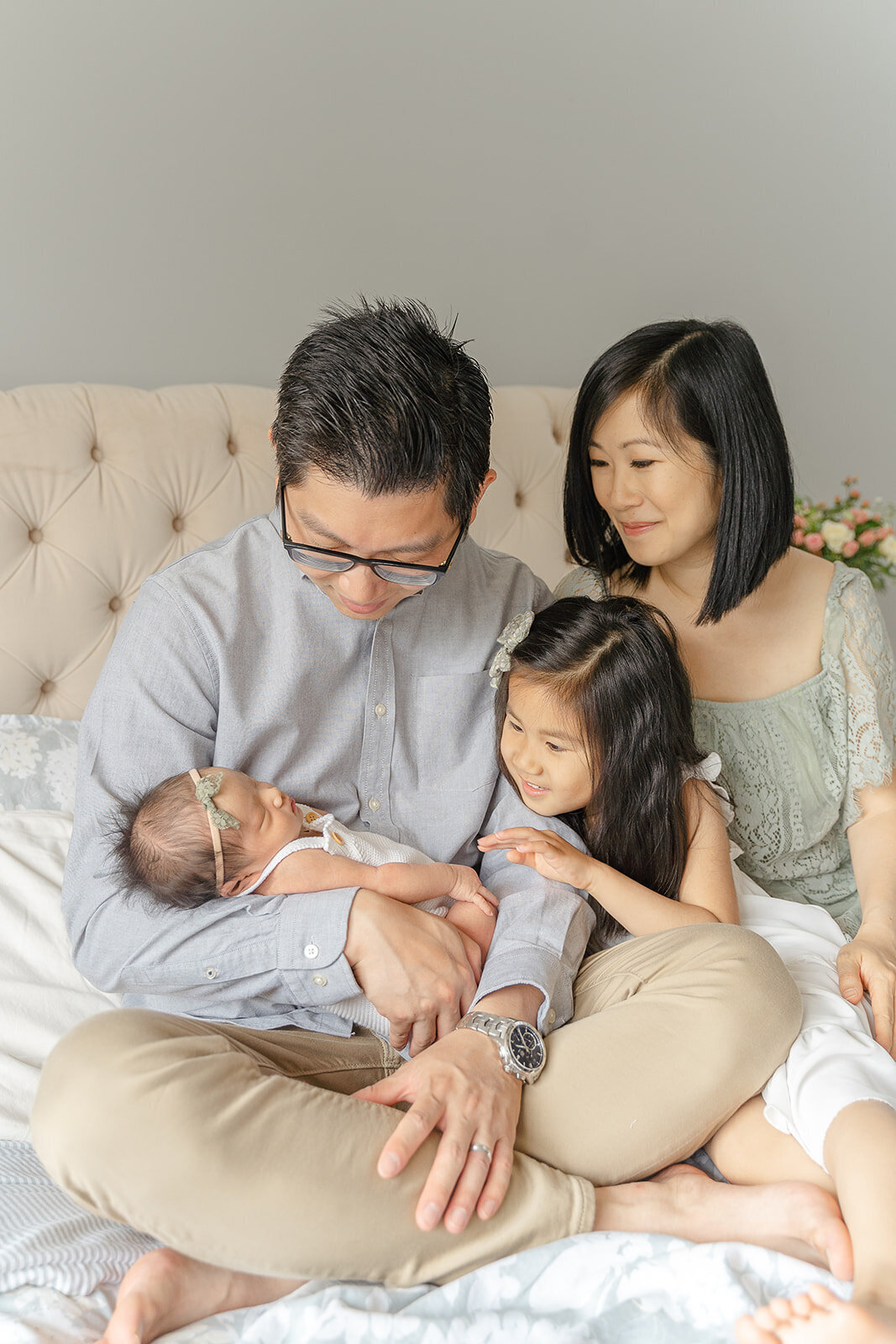 family adore baby during Loudoun County, VA newborn session