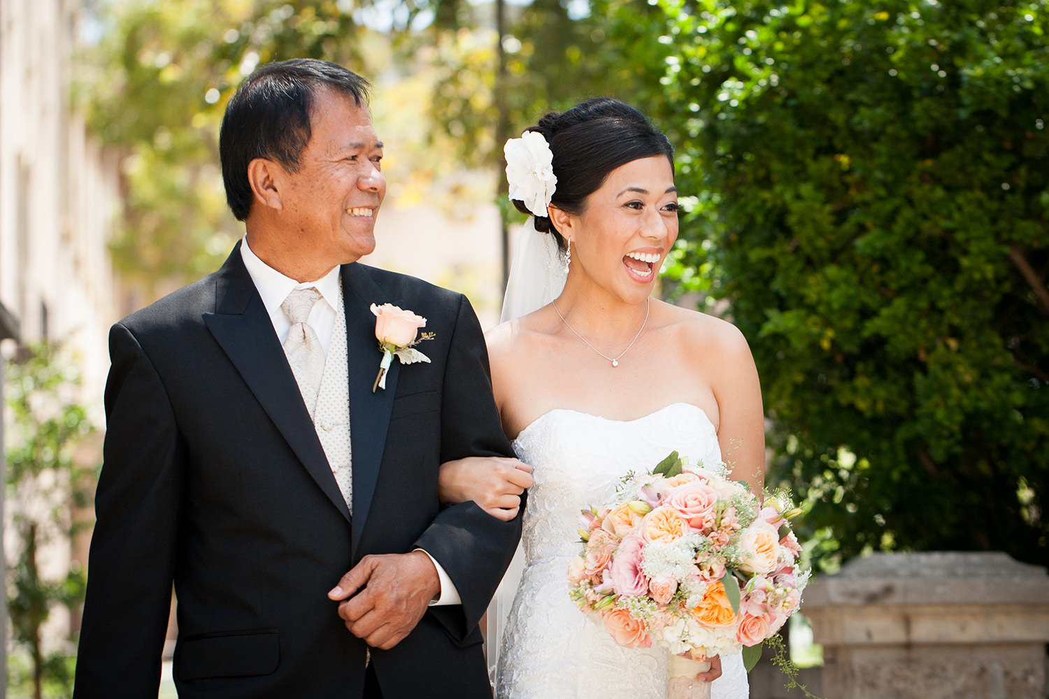 bride and groom at ceremony wishing well the prado