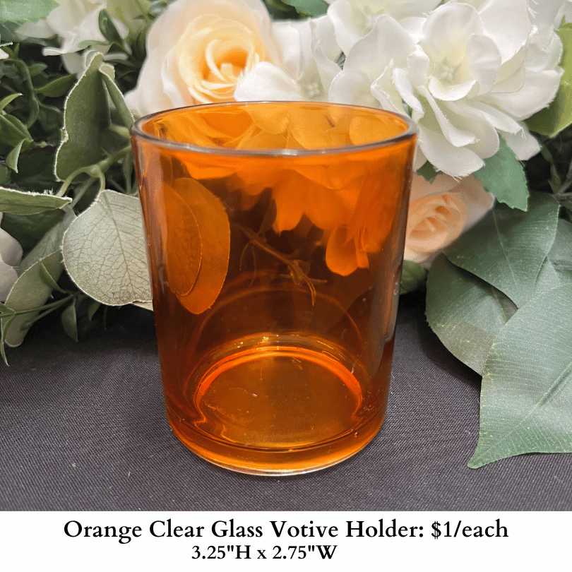 Orange Clear Glass Votive Holder-975