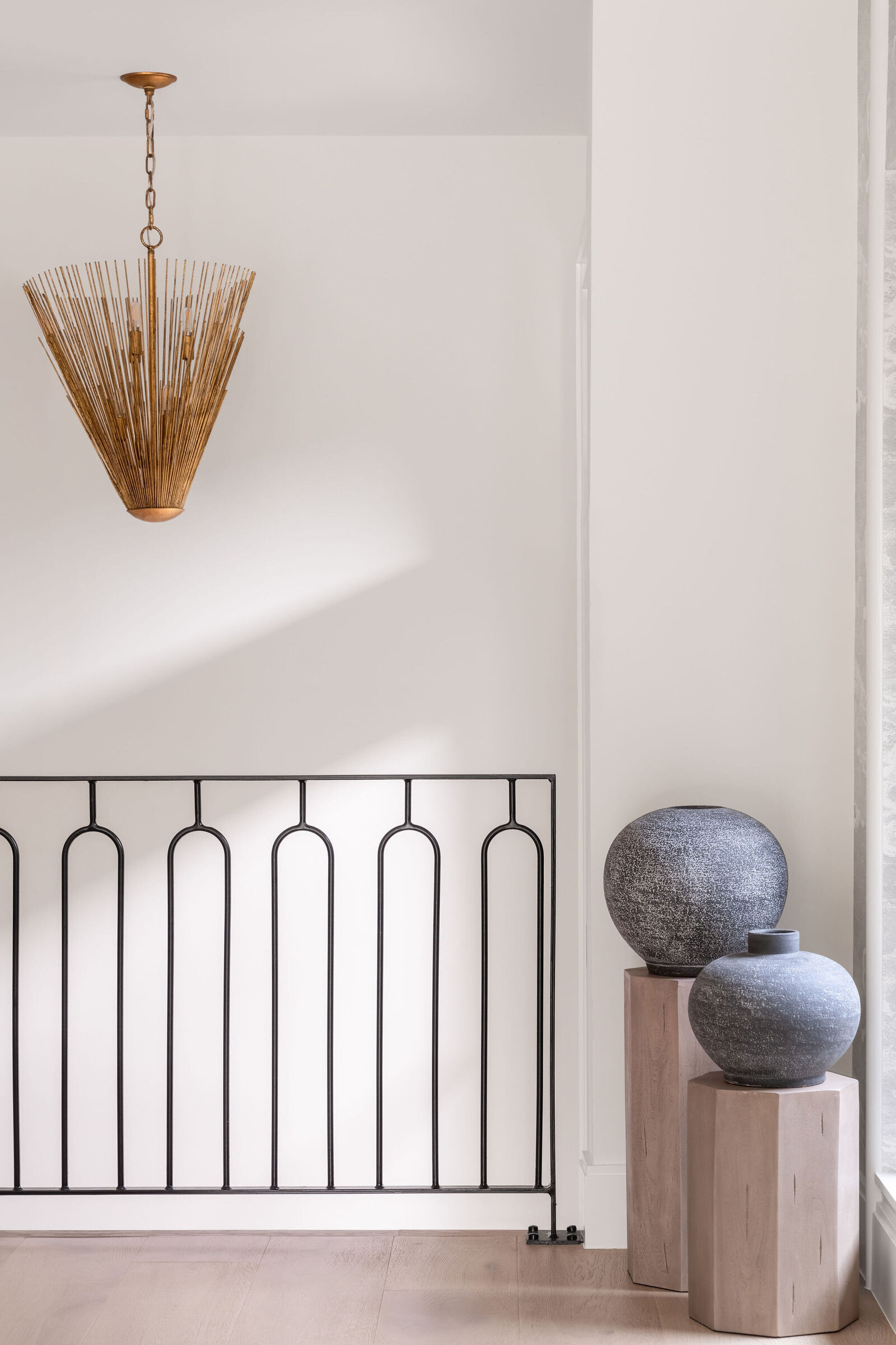 Nuela+Designs+Gold+Chandelier+Black+Stair+Railing+Styling+Decor
