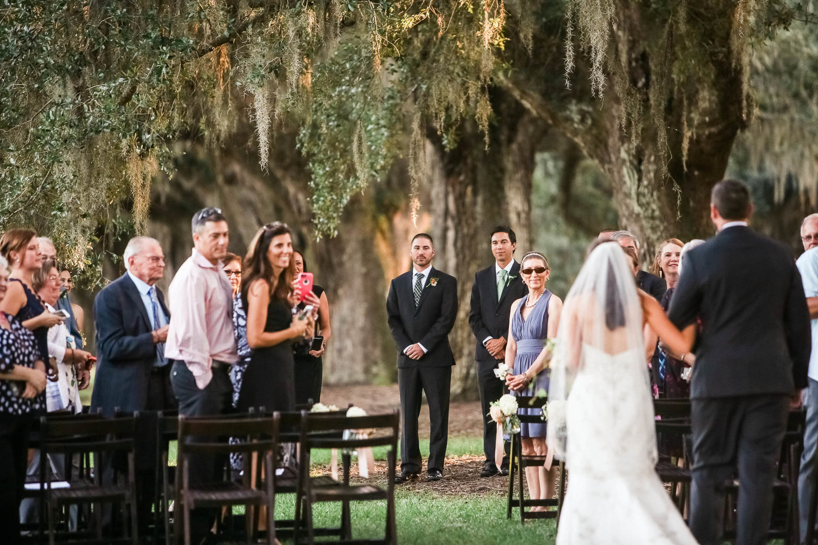 Brother walks bride down the aisle, Boone Hall Plantation, Charleston, South Carolina