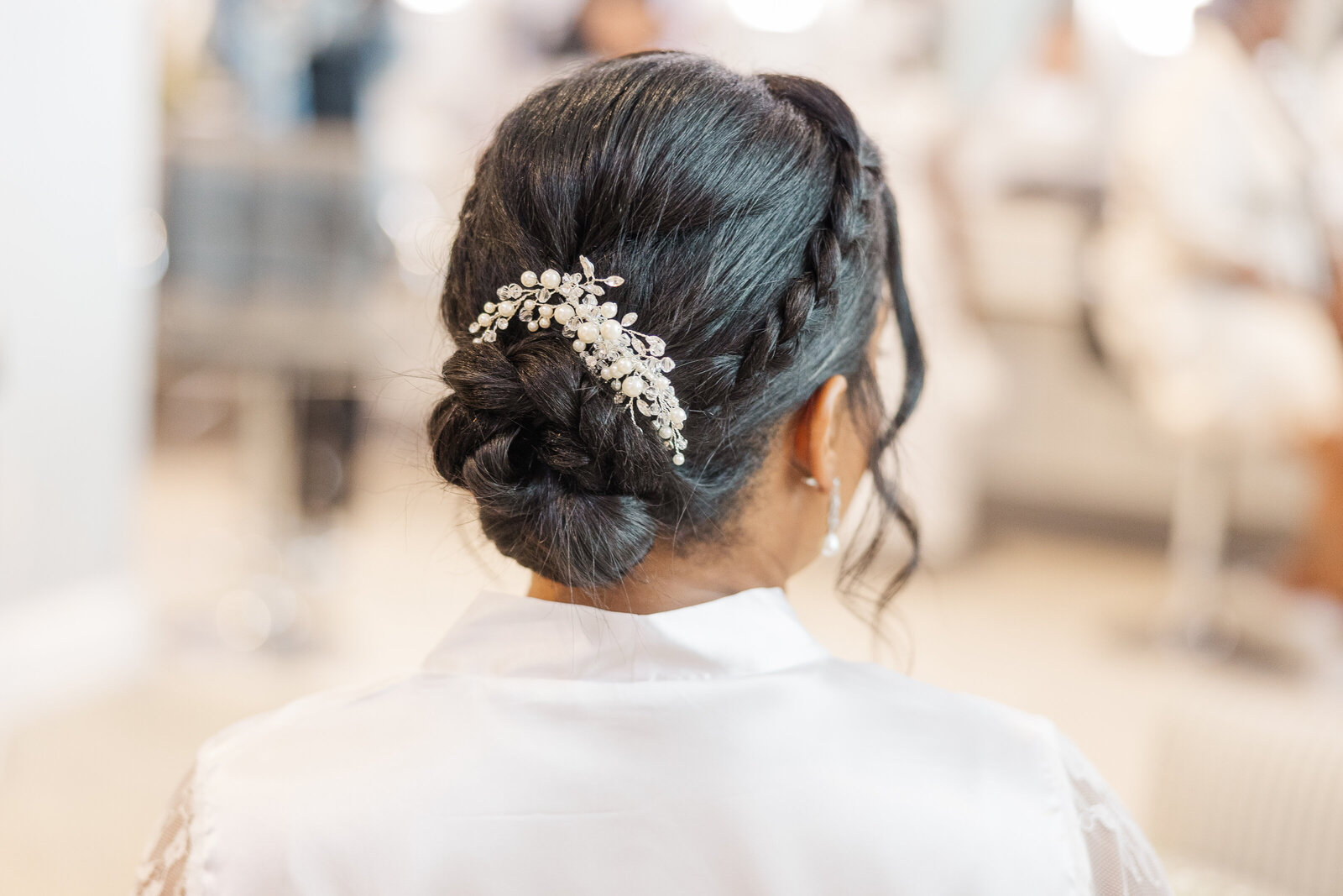 Wedding bride getting ready photography in bridal suite
