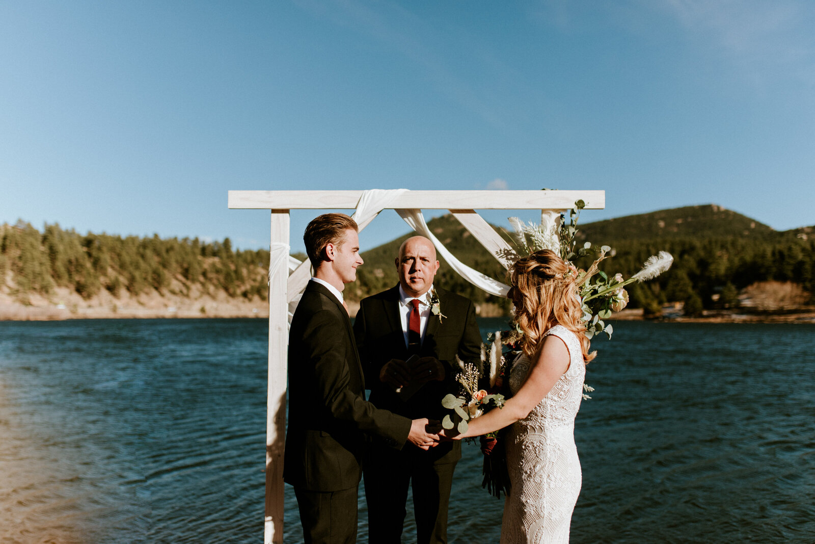 Evergreen lake house wedding