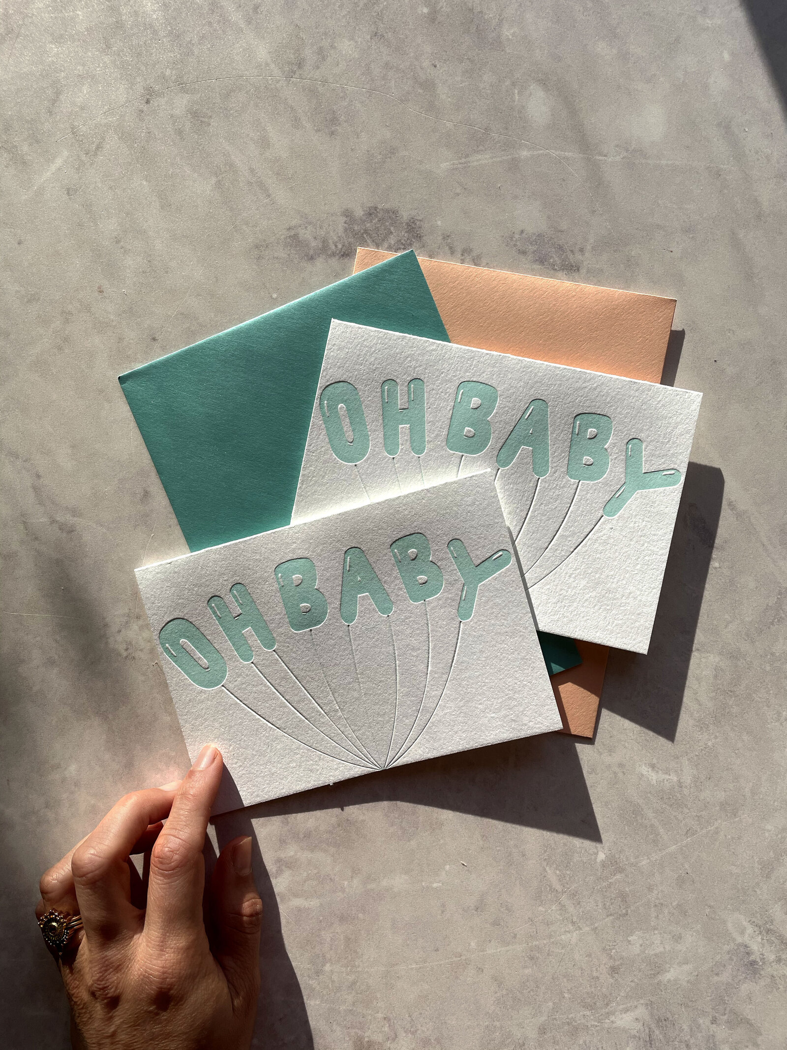 new baby greeting card in turquoise