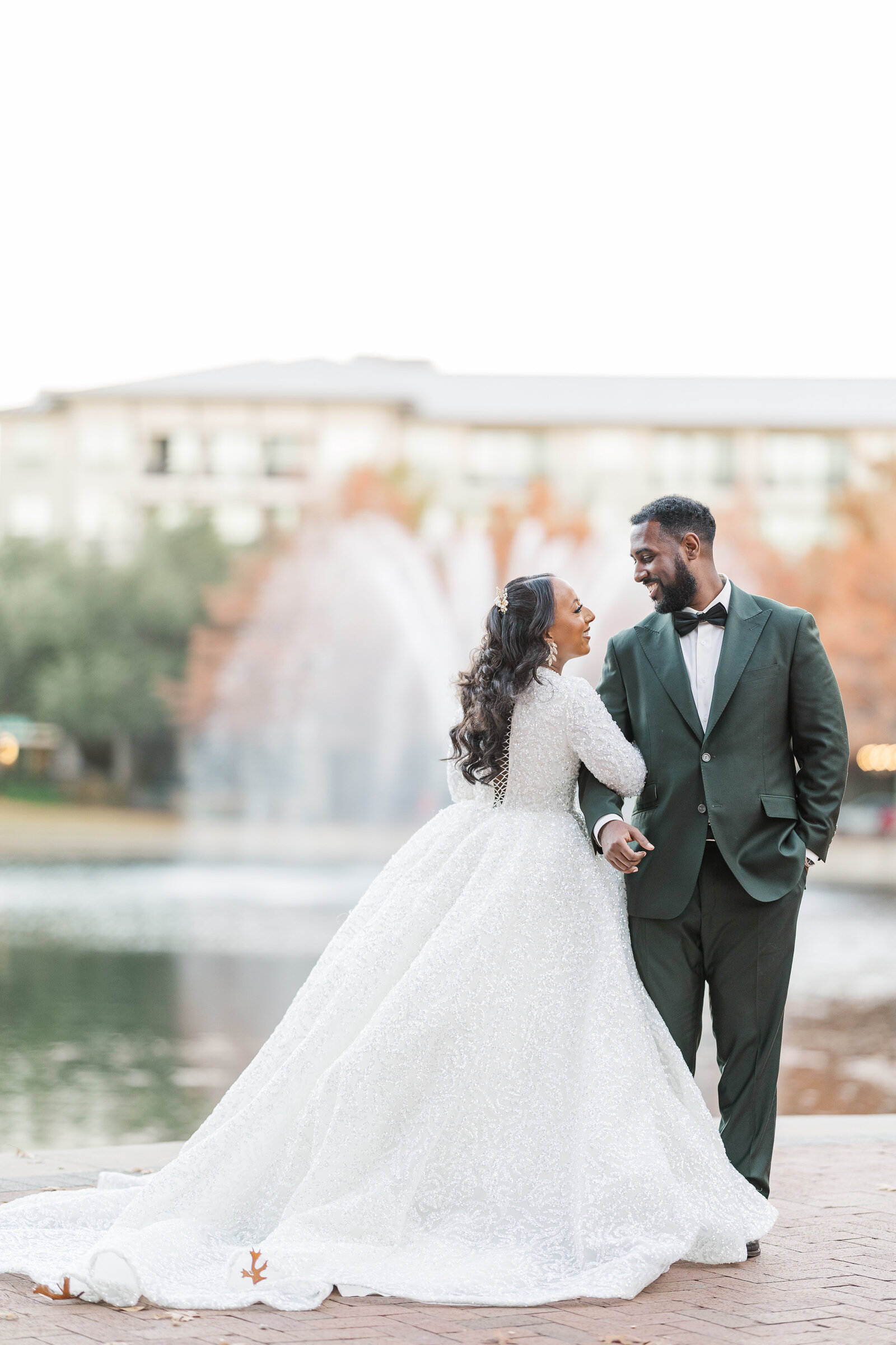 Solo bride and groom photoshoot outdoors before wedding