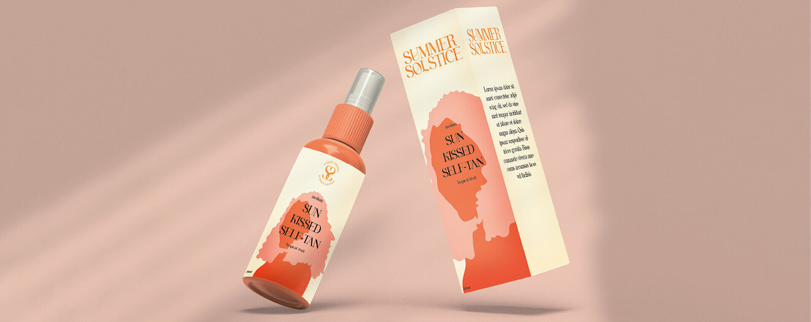 Packaging design featuring warm tones and minimal illustrations

