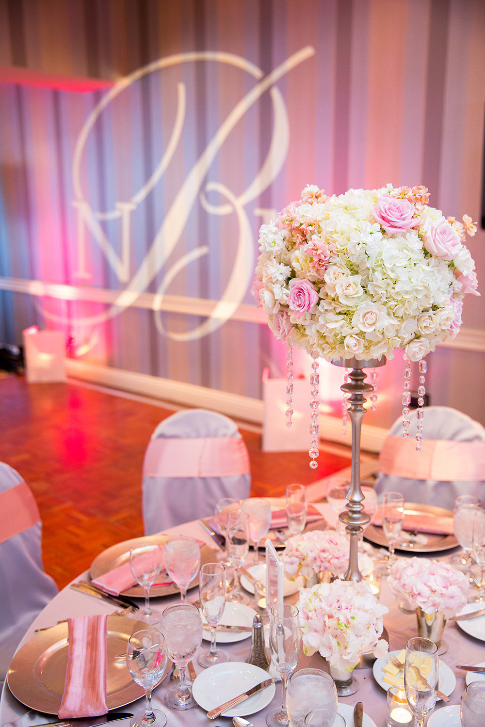 pink and orange reception space at hilton mission bay