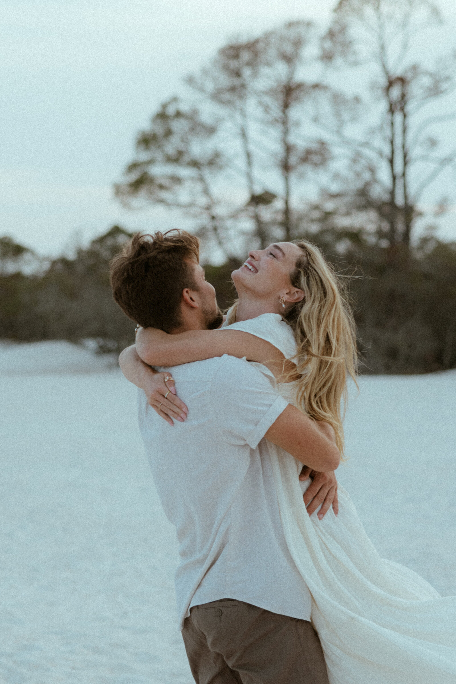 bride and groom cinematic portrait