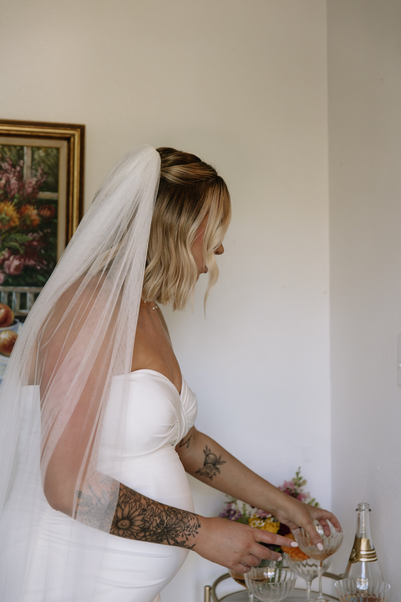 Candid moment of Idaho bride while getting ready in Boise