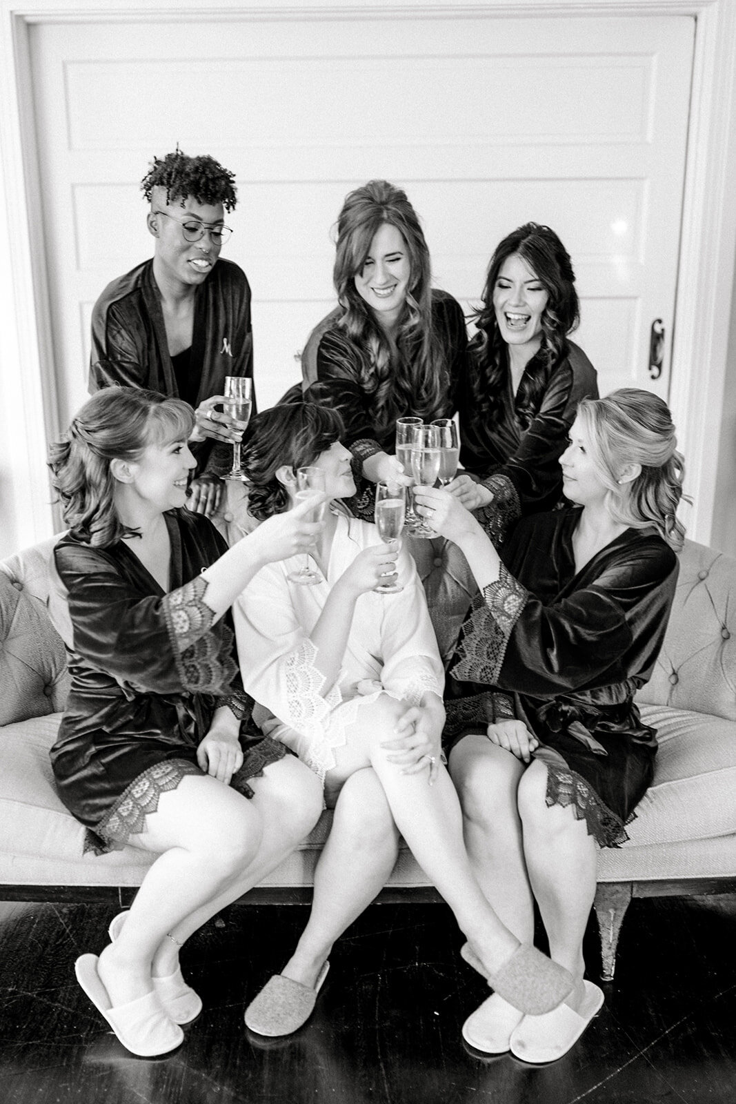 Bride with Bridesmaids at Vizcaya Sacramento Wedding