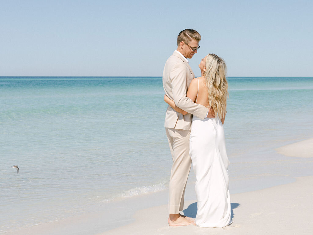 Bride and groom on Rosemary beach Florida