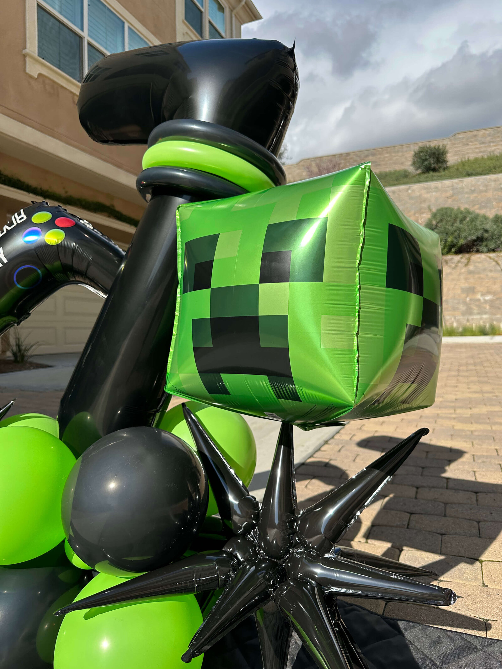 Minecraft balloon decoration for son in Orange County