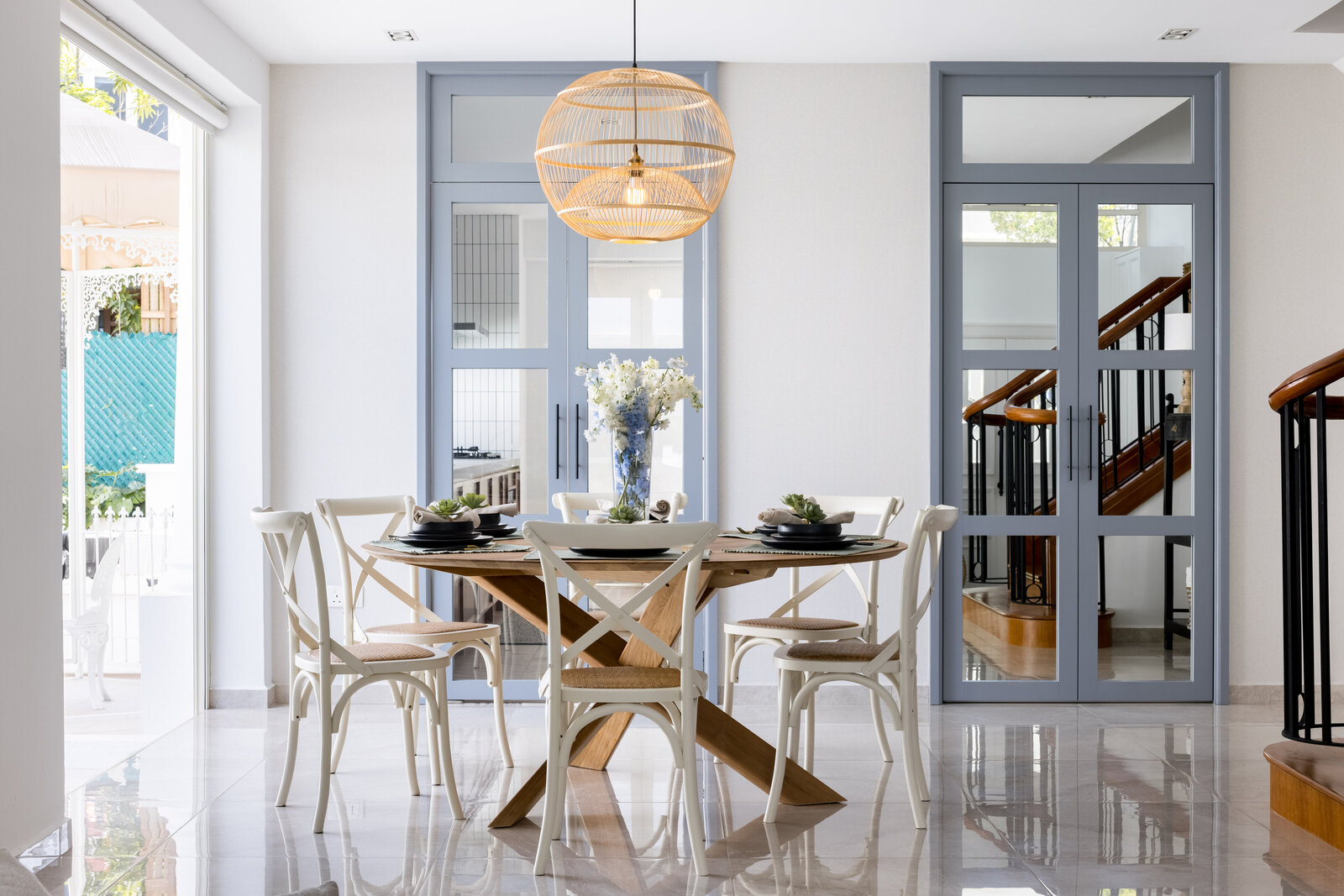 Dining area with light