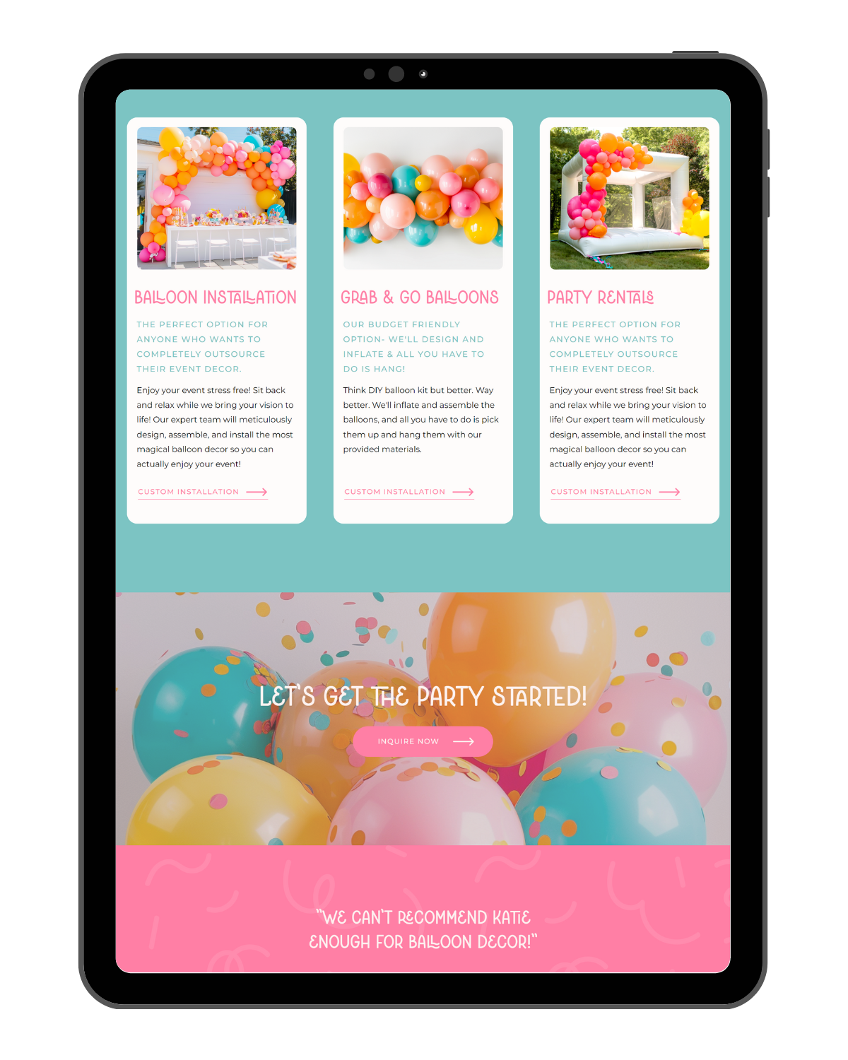 Balloon Artist Website Template that is bright, colorful, playful