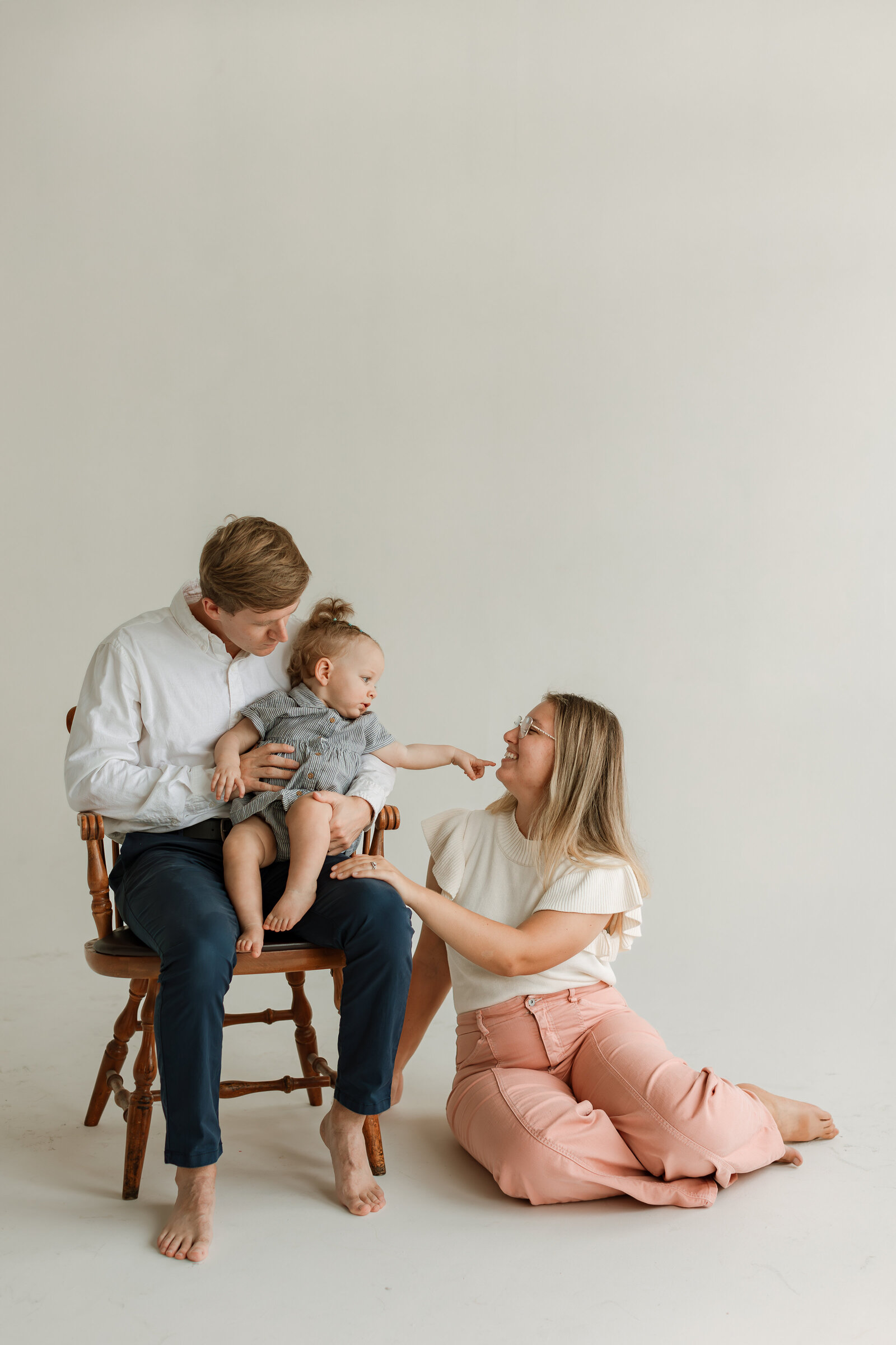 Family of three in the studio