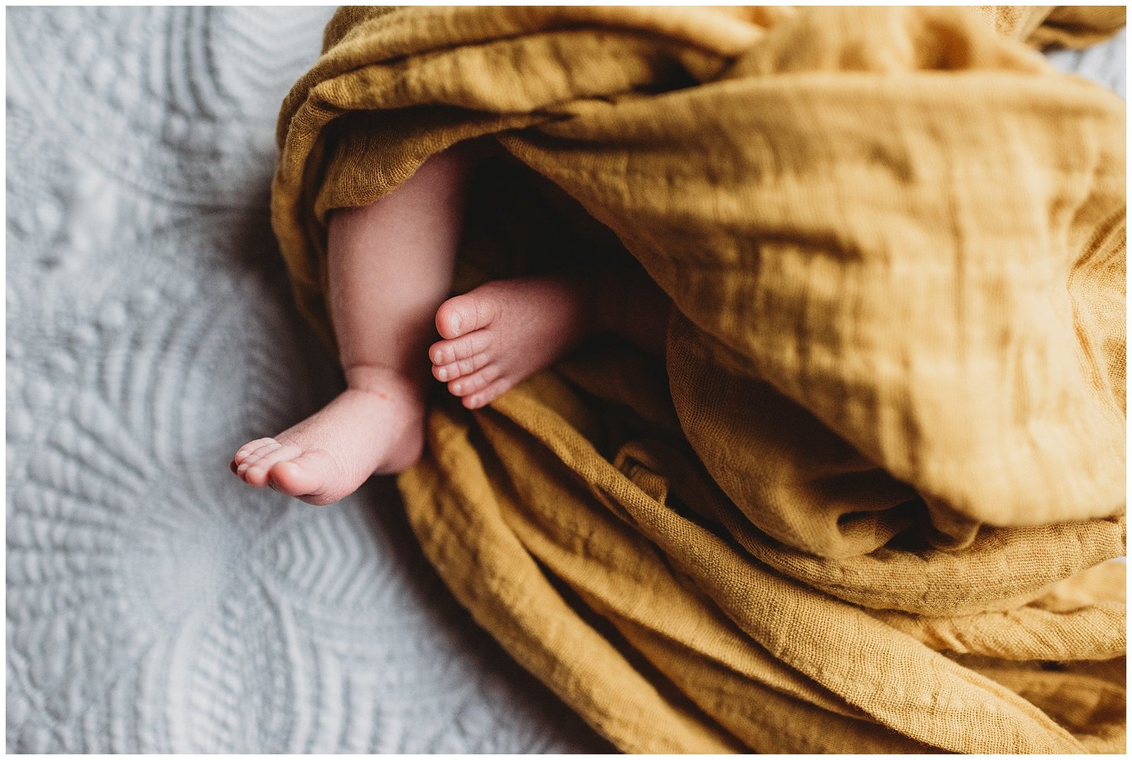 newborn baby feet in yellow mustard blanket Emily Ann Photography Seattle Photographer