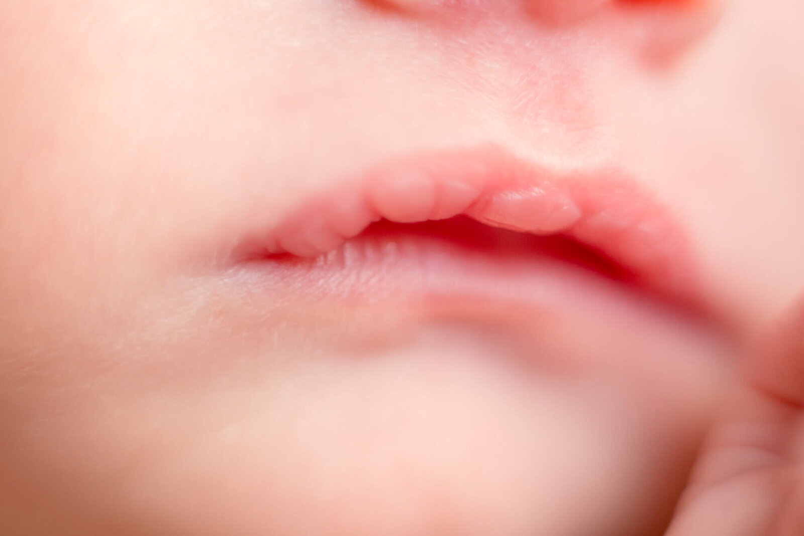 macro image of newborn baby lips