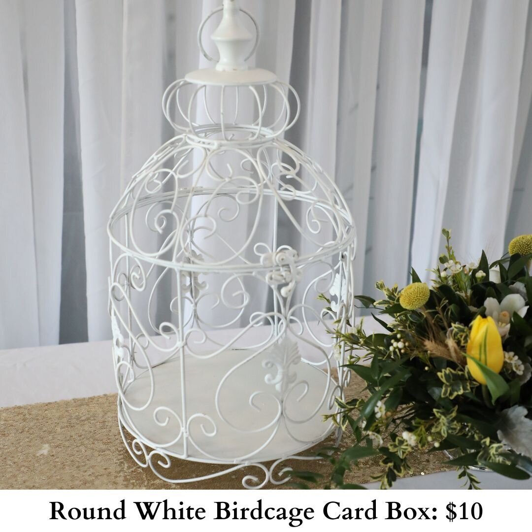 Round White Birdcage Card Box-277