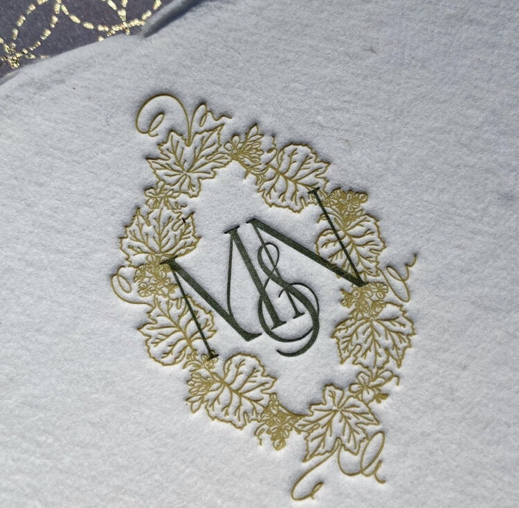 Custom monogram with wreath calligraphy